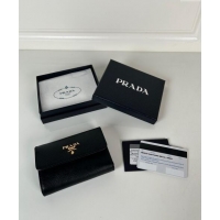 Grade Design Prada Small Saffiano leather wallet 1MH025 Black/Logo 2024