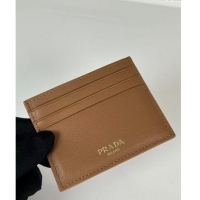 Luxurious Discount Prada Leather Card Holder Wallet 1MC025 Brown 2024