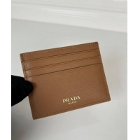 Luxurious Discount Prada Leather Card Holder Wallet 1MC025 Brown 2024