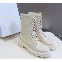 Perfect Dior D-Unit Ankle Boots 3.5cm in Calfskin Leather White 0814031