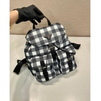 Buy Discount Prada Small Check Fabric Backpack 1BZ677 Black