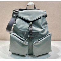 Top Quality Prada Mens Re-Nylon and leather backpack bag 2VZ108 Grey 2024