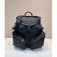 Buy Classic Prada Mens Re-Nylon and leather backpack bag 2VZ108 Black 2024