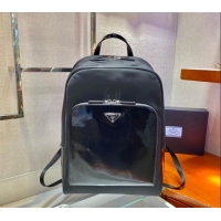 Top Quality Prada Mens Re-Nylon and leather backpack bag 2VZ084 Black 2024