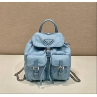 New Product Prada Re-Nylon Mini Backpack Bag 1BH029 Light Blue 2024