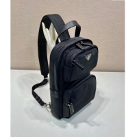 New Cheap Prada Re-Nylon and Saffiano leather backpack bag 2VZ105 Black 2024