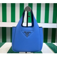 New Fashion Prada Leather Mini Top Handle Bag 1BA349 Blue 2023