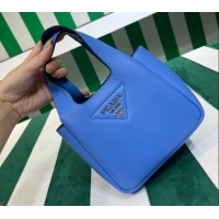 New Fashion Prada Leather Mini Top Handle Bag 1BA349 Blue 2023