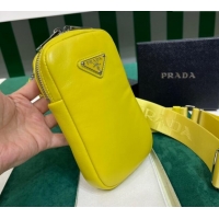 Buy New Cheap Prada Lambskin Leather Phone Mini Bag 1BP027 Yellow 2023