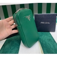 Classic Cheap Prada Grained Leather Phone Mini Bag 1BP027 Green 2023