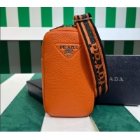 Buy Fashionable Prada Grained Leather Phone Mini Bag 1BP027 Orange 2023