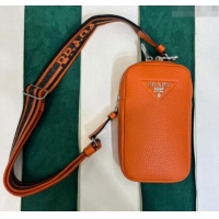 Buy Fashionable Prada Grained Leather Phone Mini Bag 1BP027 Orange 2023