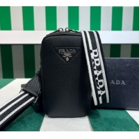 Buy Discount Prada Grained Leather Phone Mini Bag 1BP027 Black 2023