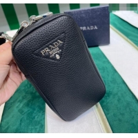 Buy Discount Prada Grained Leather Phone Mini Bag 1BP027 Black 2023