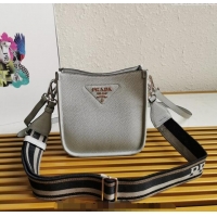 Sophisticated Discount Prada Grained Leather Mini Shoulder Bag 1BH191 Grey 2023