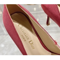 Sophisticated Dior Adiorable Pumps 8cm in Fringed Grosgrain Fabric with Pearl Bow Rust Red 814040