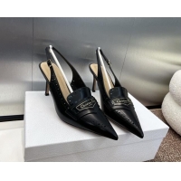 Duplicate Dior Boy Slingback Pumps 8cm in Perforated Calfskin Black 0814056