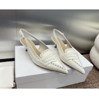 Durable Dior Boy Slingback Pumps 4cm in Perforated Calfskin White 814057