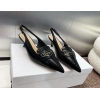 Buy Luxury Dior Boy Slingback Pumps 4cm in Perforated Calfskin Black 814058