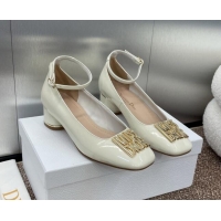 Hot Style Dior Miss Dior Pump 3.5cm in Patent Calfskin with Ankle Strap White 904123