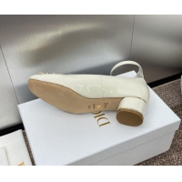 Hot Style Dior Miss Dior Pump 3.5cm in Patent Calfskin with Ankle Strap White 904123