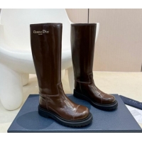 Stylish Dior Diorebel High Boots 4cm in Brushed Calfskin Brown 905007