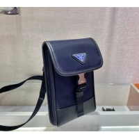 Pretty Style Prada Re-Nylon and Saffiano Leather Smartphone Case 2ZH109 Navy Blue 2023