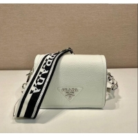 Top Grade Prada Leather shoulder bag 1BD332 White 2023