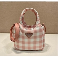 Fashion Discount Prada Check Fabric Mini bag 1BG359 Pink 2023