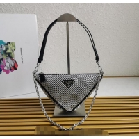 Inexpensive Prada Triangle Crystal Mini Bag 1BC190 Black 2023