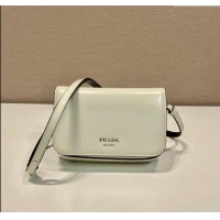 Top Design Prada Brushed leather mini-bag with shoulder strap 2VD061 White 2023