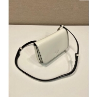 Top Design Prada Brushed leather mini-bag with shoulder strap 2VD061 White 2023