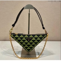 Affordable Price Prada Embroidered jacquard fabric mini-bag 1BC543 Green 2023