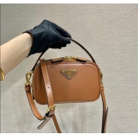 Best Price Prada Odette leather mini-bag 1BH203 Brown 2023