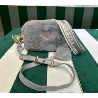 Top Grade Prada Wool Mini Bag 1BH192 Grey 2023