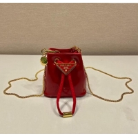 Luxurious Grade Prada Patent leather mini-pouch 1NR016 Red 2023