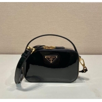 Chic Inexpensive Prada Odette patent leather mini-bag 1BH206 Black 2024