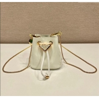 Buy Classic Prada Patent leather mini-pouch 1NR016 White 2023