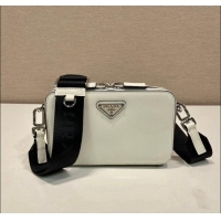 Buy Discount Prada Mens Brique Saffiano leather bag 2VH173 White 2024