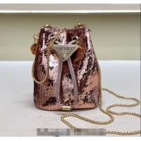 Most Popular Prada Sequins mini-pouch 1NR016 Pink 2024