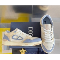 Shop Duplicate Dior B57 Low-Top Sneakers in CD Calfskin and Suede Blue/Beige 905026