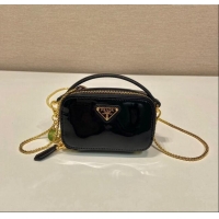 Famous Brand Prada Patent leather mini-pouch 1NR025 Black 2024