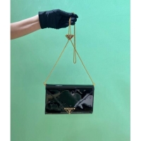 Top Grade Prada Patent leather chain mini-bag 1BP051 Black 2024