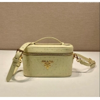 Good Looking Prada Mini Bag in Ostrich Embossed Leather 1BH202 Yellow 2024