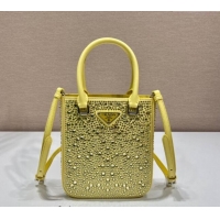 Buy Inexpensive Prada Crystal Mini Tote Bag 1BG331 Yellow 2024