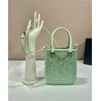 Grade Promotional Prada Crystal Mini Tote Bag 1BG331 Light Green 2024