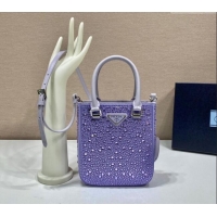 Shop Discount Prada Crystal Mini Tote Bag 1BG331 Purple 2024