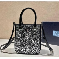 Top Grade Prada Crystal Mini Tote Bag 1BG331 Black 2024