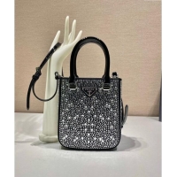 Top Grade Prada Crystal Mini Tote Bag 1BG331 Black 2024