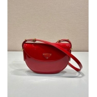 Famous Brand Prada Patent Leather Saddle Mini Bag 1BA349 Red 2024